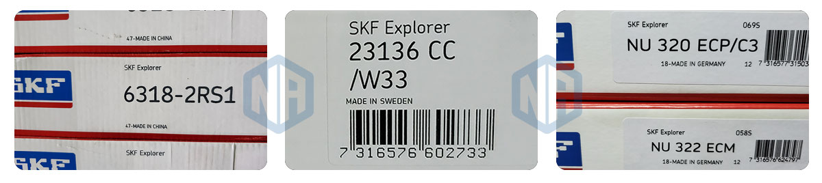 Xuất xứ trên vỏ hộp SKF cũng là 1 điểm nhận dạng vòng bi SKF giả.
